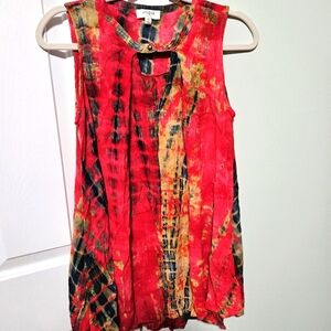 Umgee Red and Black Tie-Dye Mini Dress